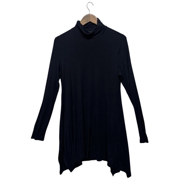 Soft Surroundings Ruched Turtleneck Tunic Top Womens Size M Long Sleeve Black - Picture 1 of 13